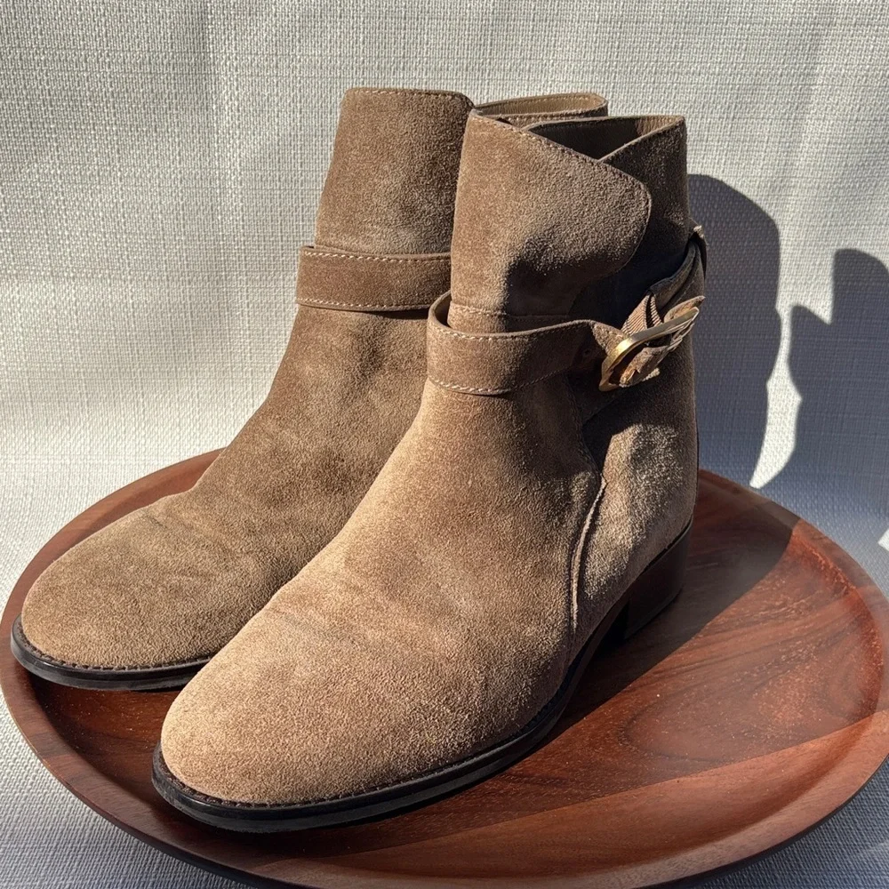 Tory Burch Women’s Brooke Ankle Bootie Tan Suede Sz 8